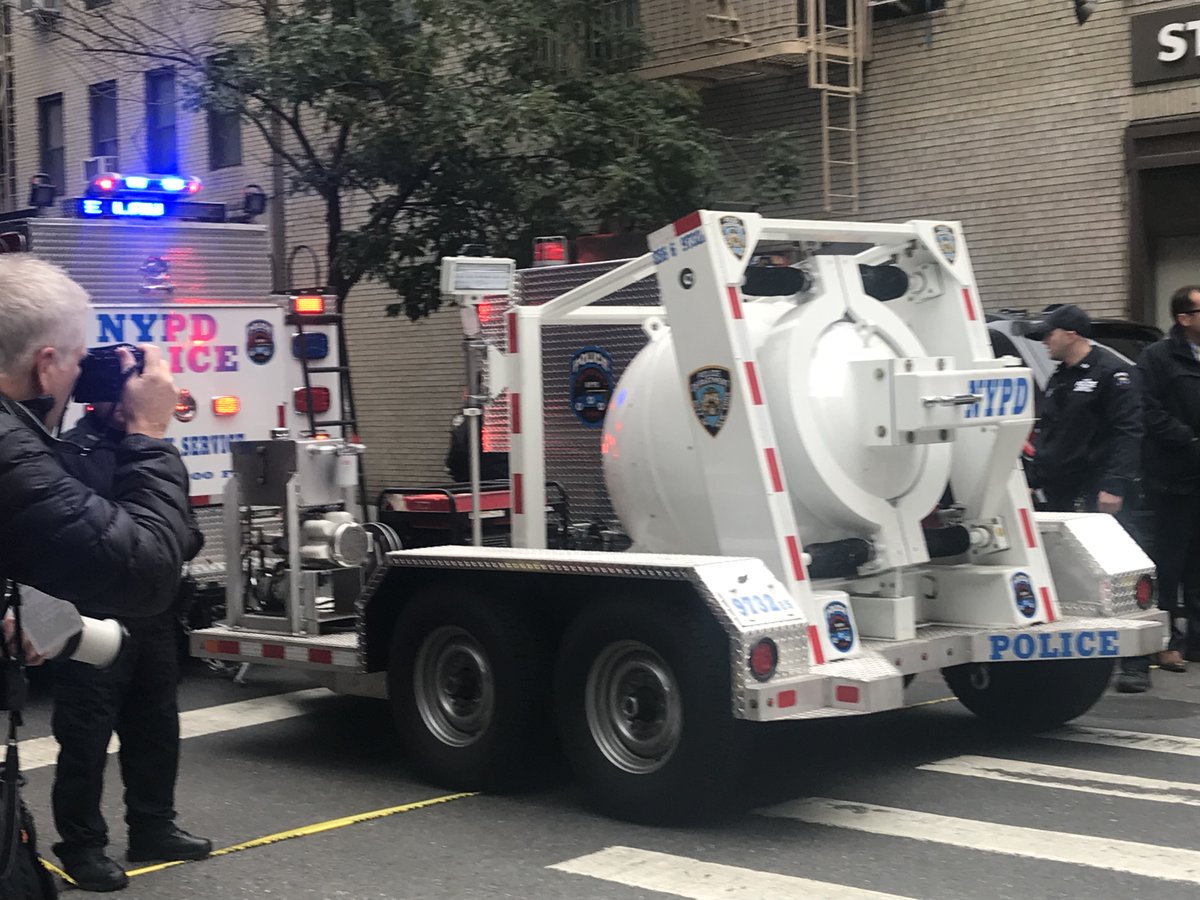 The NYPD's bomb disposal truck has arrived on scene in Manhattan where police found a suspicious package addressed to former Director of National Intelligence James Clapper.     