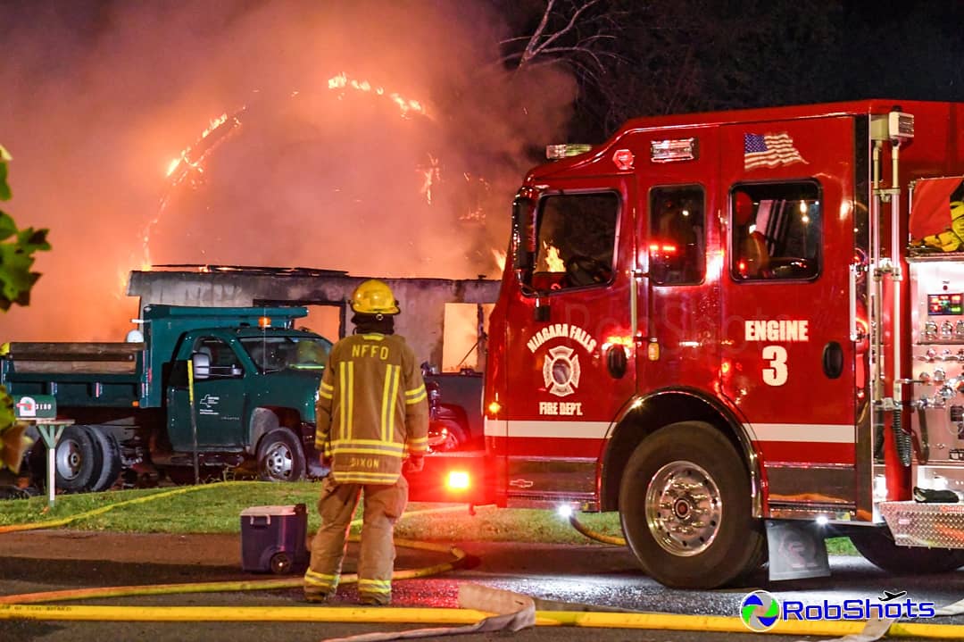 Niagara Falls Fire responded to a fully involved structure fire in Deveaux Woods. It was reported that there was an explosion prior to the fire. The structure is maintance shed for the parks department