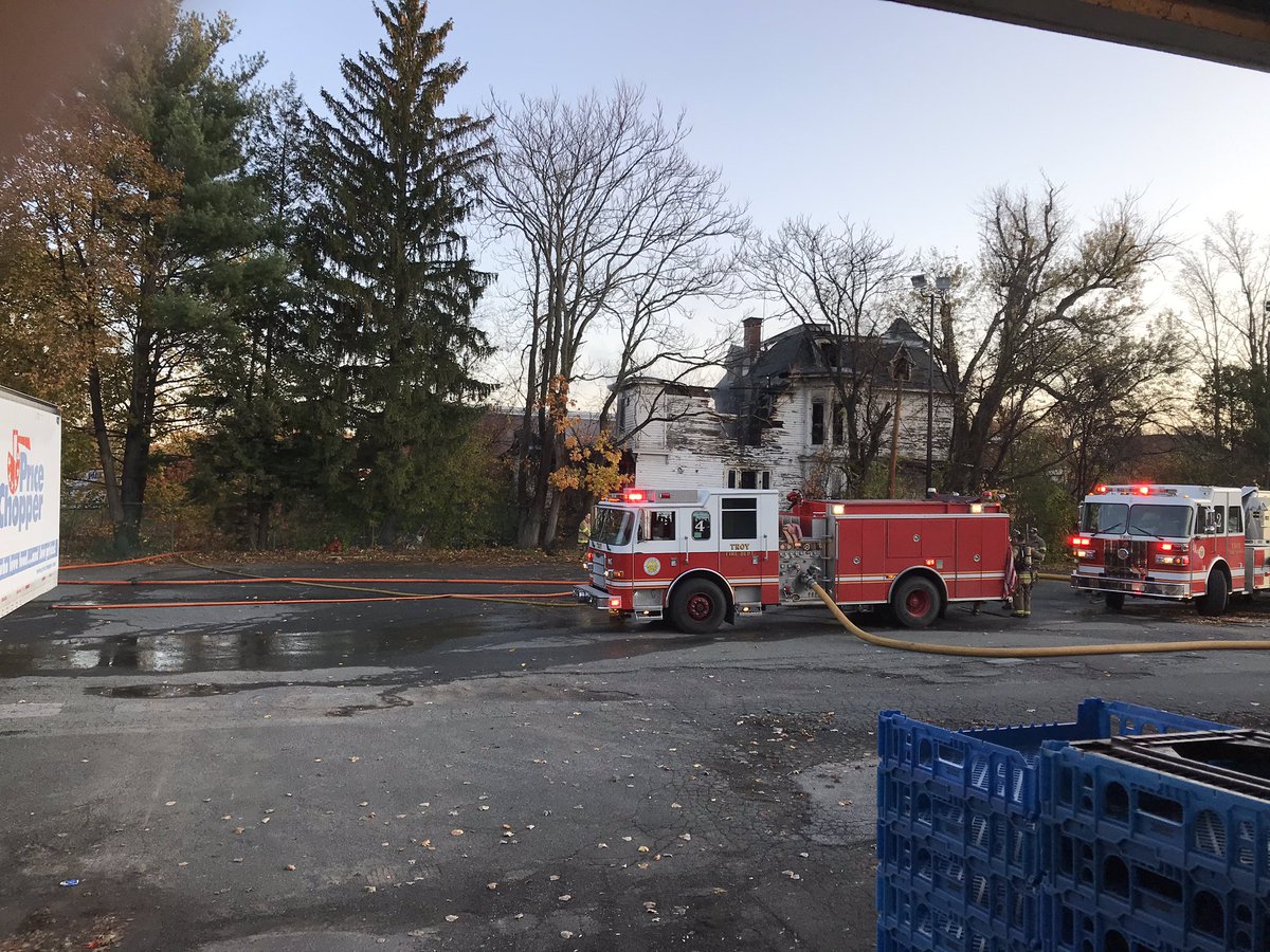 The old Friefofer Mansion on the Lansingburgh side of Waterford Bridge is coming down this morning after early morning fire. 