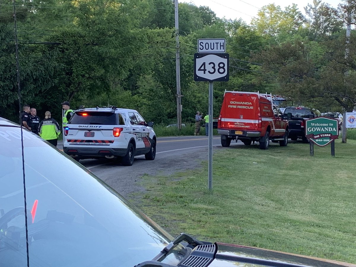 Multiple agencies at this crash on Buffalo St in Gowanda. car that