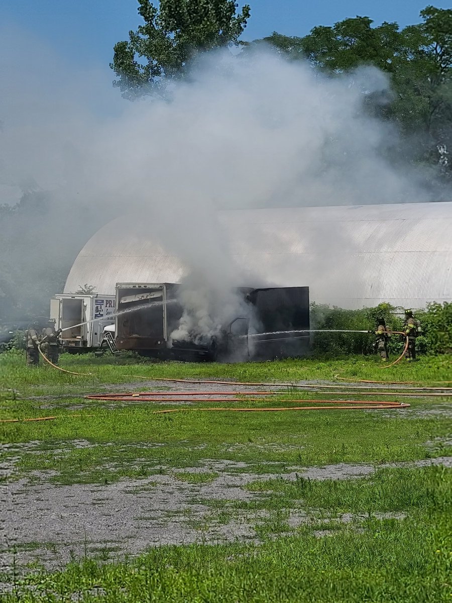 Schenectady Fire Dept on the scene of a box truck that caught on fire