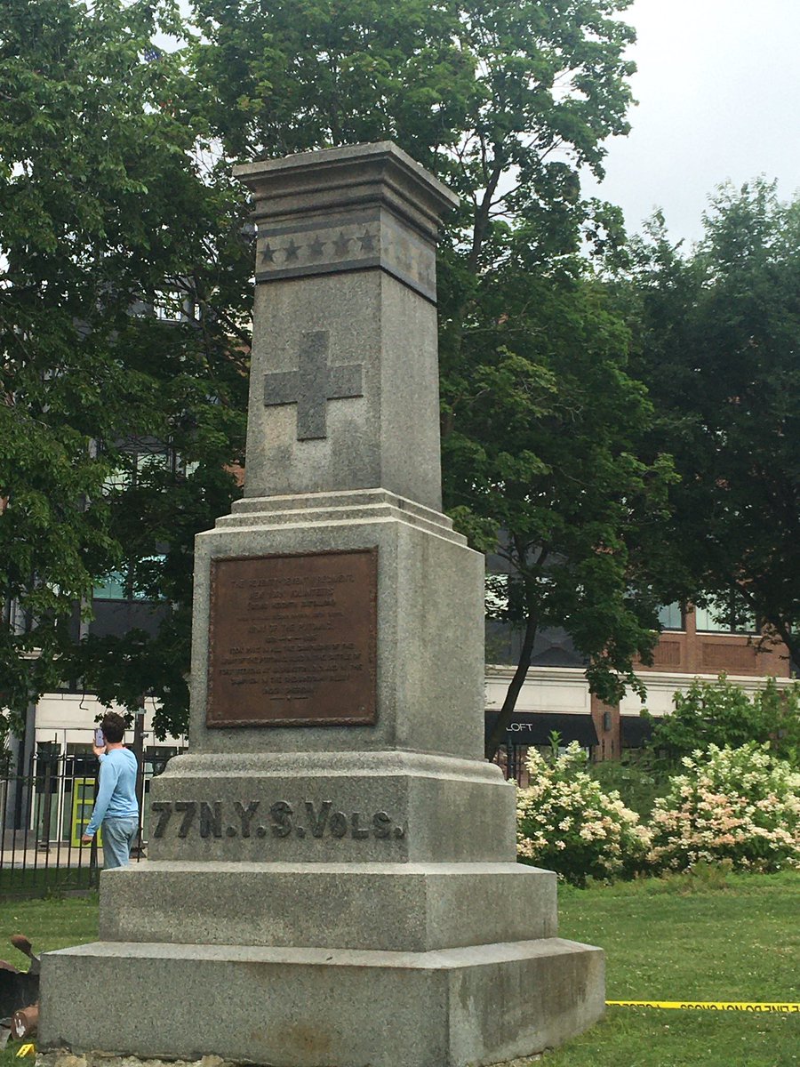 A statue in Congress Park in Saratoga Springs was found damaged this morning.  The statue commemorates union soldiers of the civil war who fought on the side to end slavery