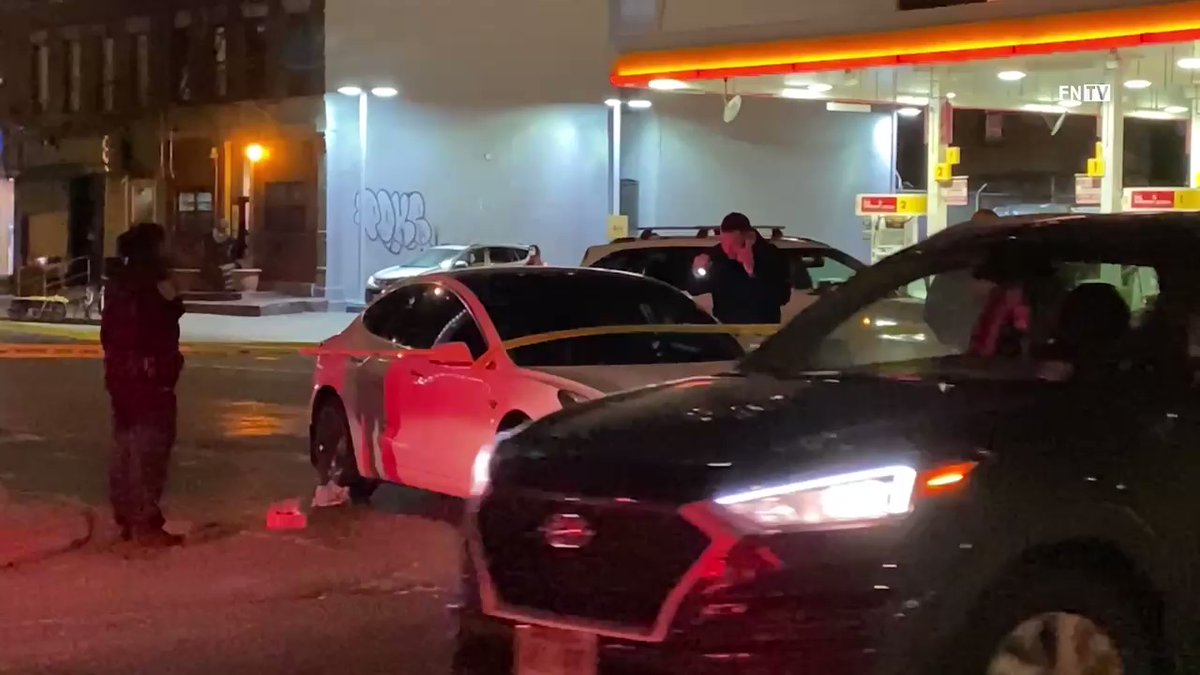 Man shot while inside Tesla on Upper East Side.  January 4 2021 Manhattan, New York - Police reported a male was shot on 96th Street and 1st Avenue.  Video by Ken Lopez