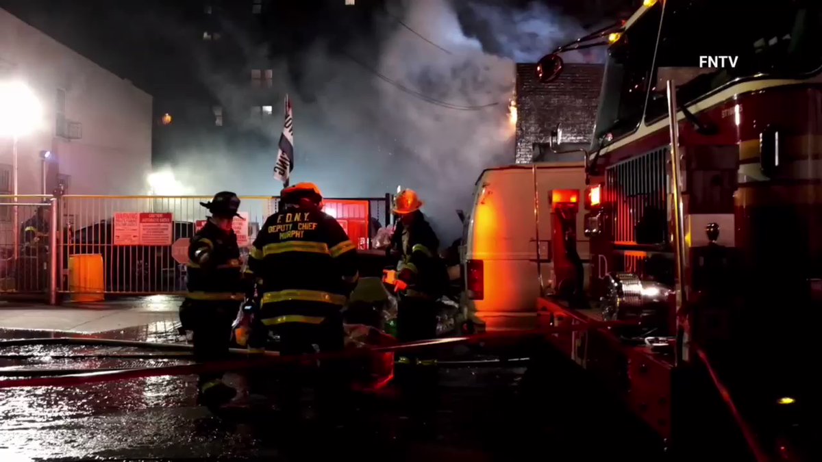 All-hands fire in vacant structure on 87-82 172nd St in Queens. FDNY reported a member injured, condition unknown. Firefighters evacuated the building and a rush for ConEd was requested as primary wires were down.