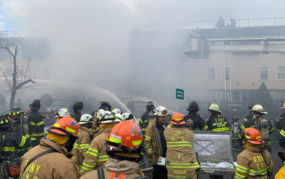 At least 7 hurt, including 3 police officers, in fire, building collapse at Bronx home