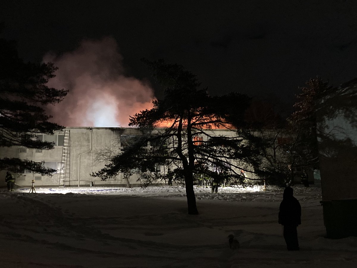 Another angle of the apartment fire in Perinton.  Firefighters are having trouble containing this