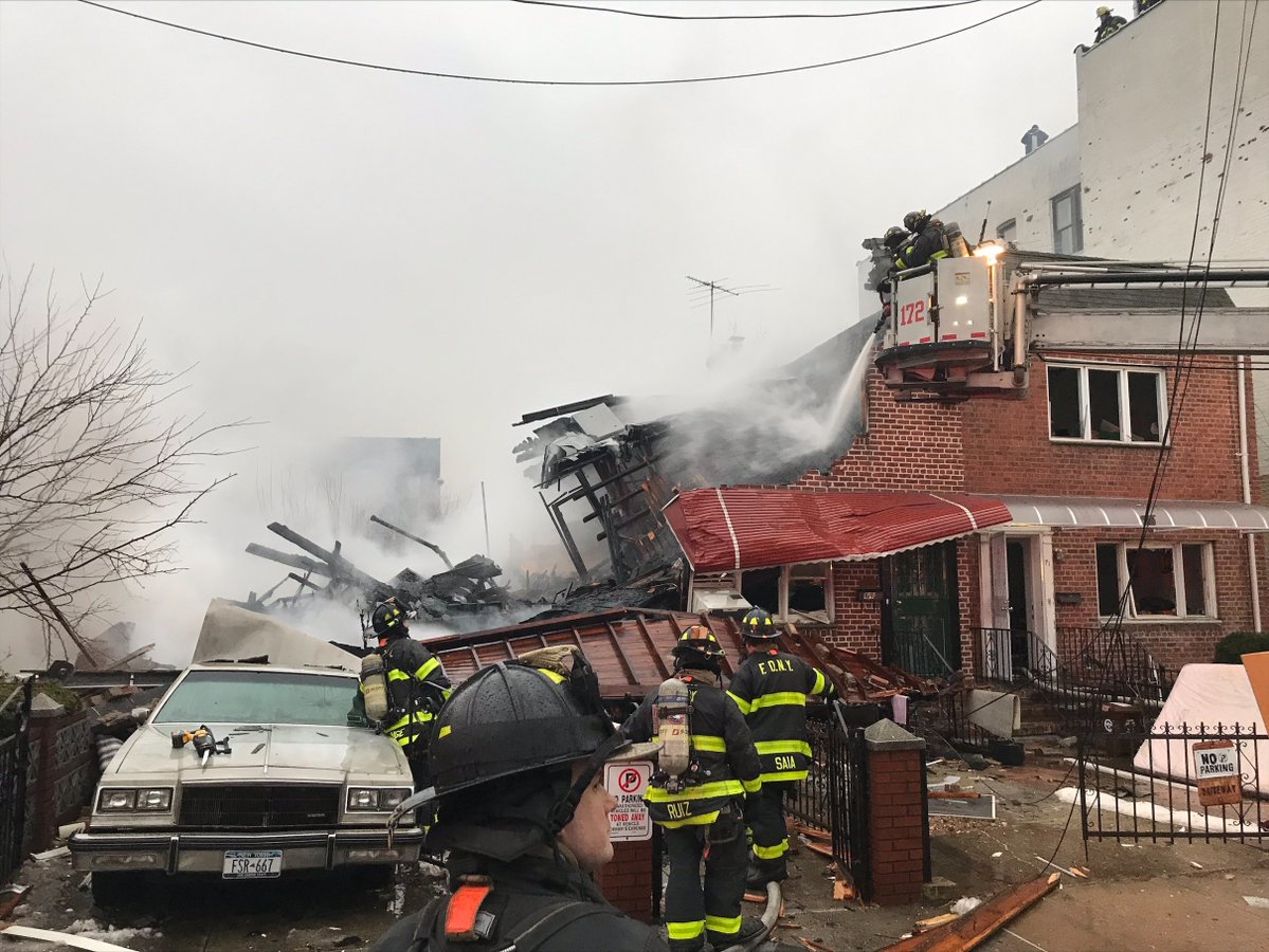 NYC Emergency Management remains on scene with the @FDNY and other City agencies at the site of a 2-alarm explosion at 67 Bay 35 Street in Brooklyn.