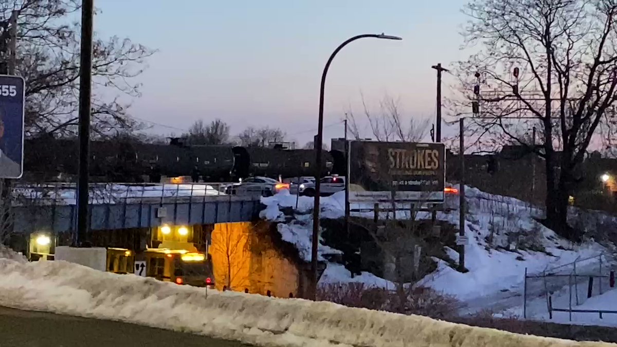 Rochester Police and Fire Department both on scene of a report of a train that struck a vehicle that was on the tracks. This is the Joseph Avenue overpass by the train station. It appears nobody was in the vehicle.