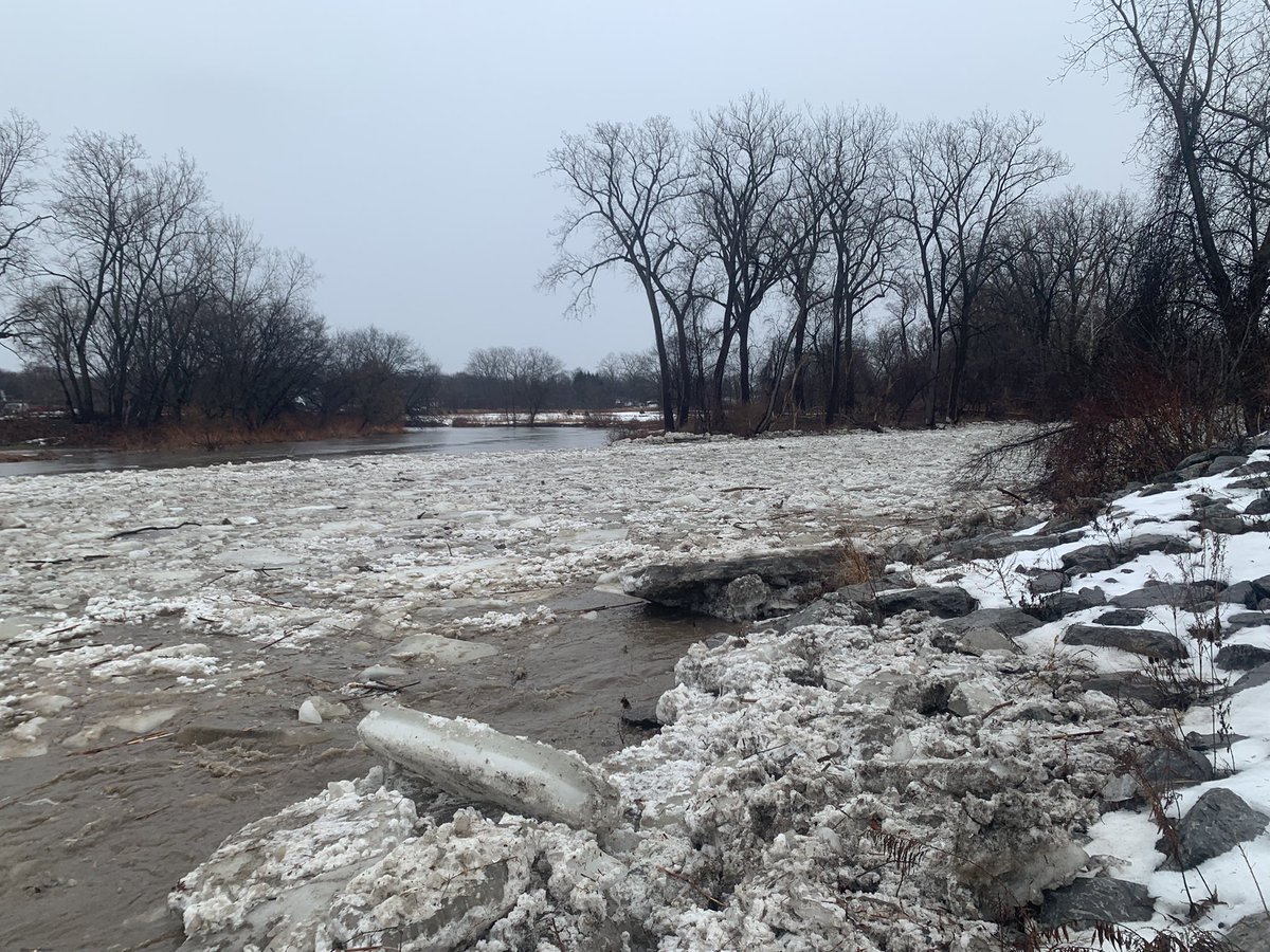 Check out the size of these ice chunks in the BuffaloCreek. As the waterways start to jam, the water levels will quickly rise 