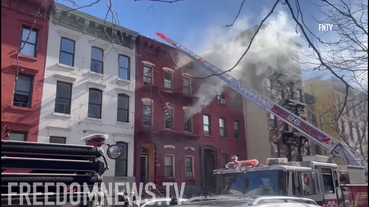 Firefighters are working to extinguish a fire on the second floor of a building at 161 East 115th Street in Manhattan. Unknown at this time if there are any injuries.