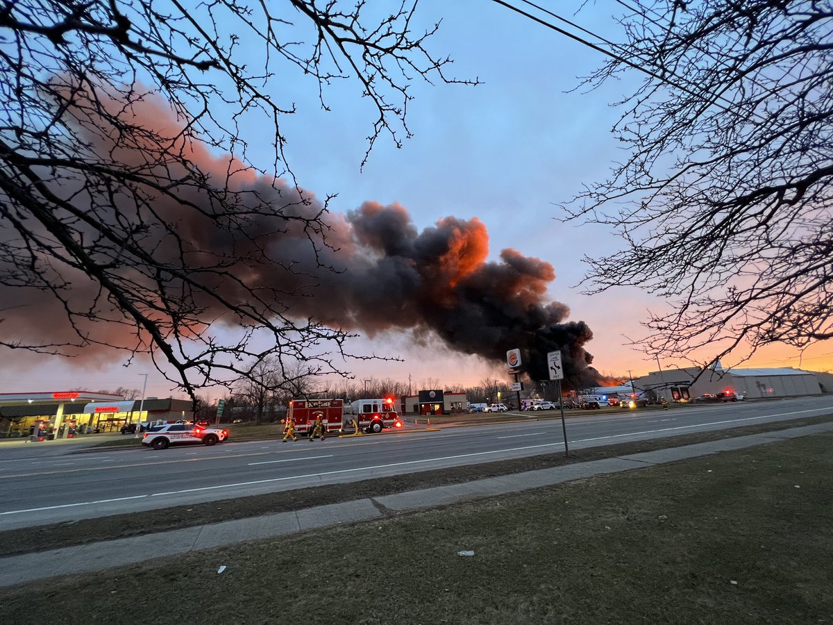 Route 104 in Williamson is shut down. Large fire at Thatcher. Fire appears to be at the rear of the property/structure. The smoke can be seen for miles down 104