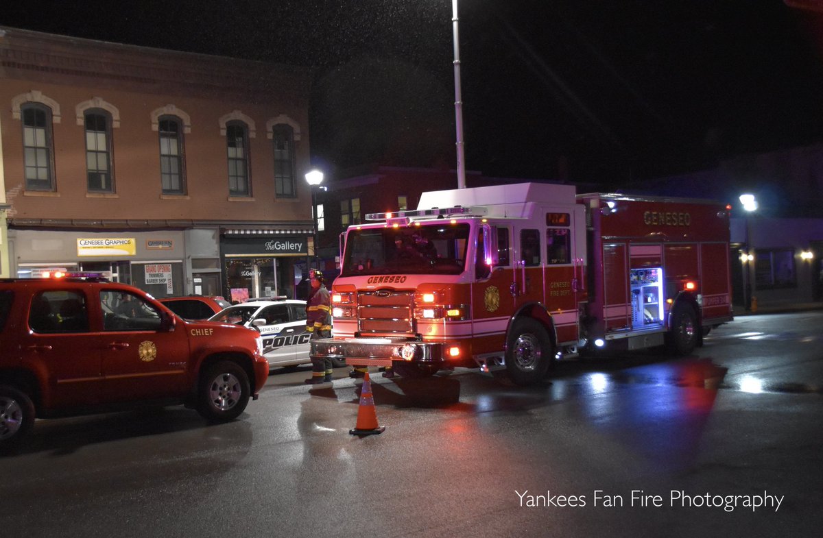 Multiple agencies, including Geneseo Police, Fire, and the Livingston County Sheriff's Office on scene of a pedestrian struck MVA on Main Street in Geneseo