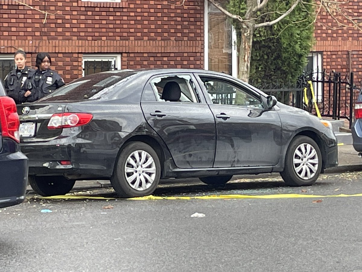 A 12-year-old boy was shot and killed sitting in the passenger seat of this Toyota on E. 56th St. in East Flatbush last night. He was an  victim caught up in an exchange of gunfire between two passing cars