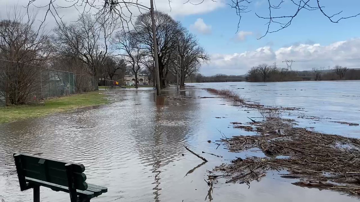 Riverside Park at the end of Ingersoll Ave in Schenectady as the Mohawk River is generating some flooding after about 3 of rain last night into early this morning