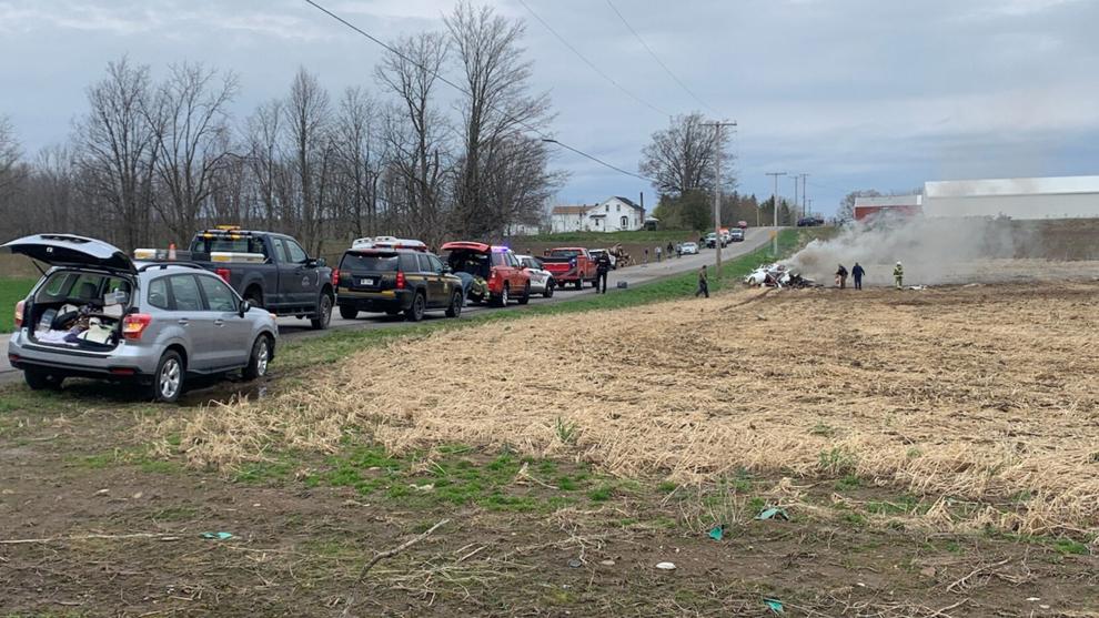 Emergency crews are on the scene at Norton Rd. in  Elba for the report of a crash of a  @mercyflightwny helicopter. Initial reports indicate that the chopper was heavily damaged.