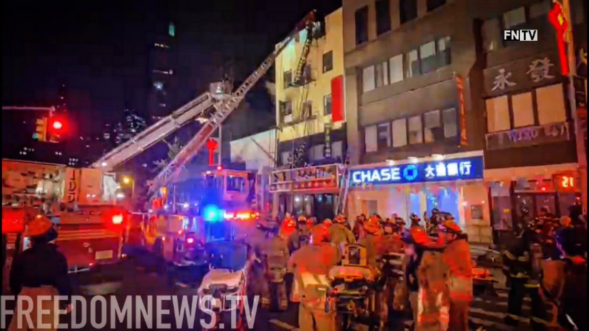 A 5th Alarm was requested and Firefighters were evacuated from a section of the building for a possible building collapse. The fire started in the basement of a restaurant in Chinatown NYC 