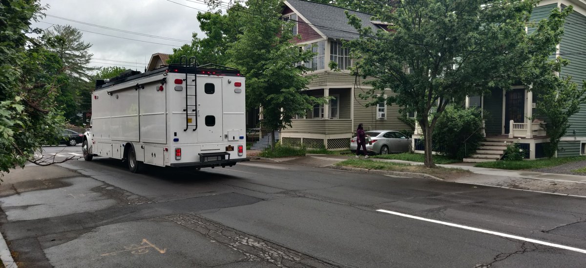 Shooting occured at the @STAPInc building on State St. Two victims, non fatal injuries. Suspect beloved to be hiding in the red building across from DSS on Seneca. IPD and NY State Police are on scene. The mobile command truck appears to have arrived