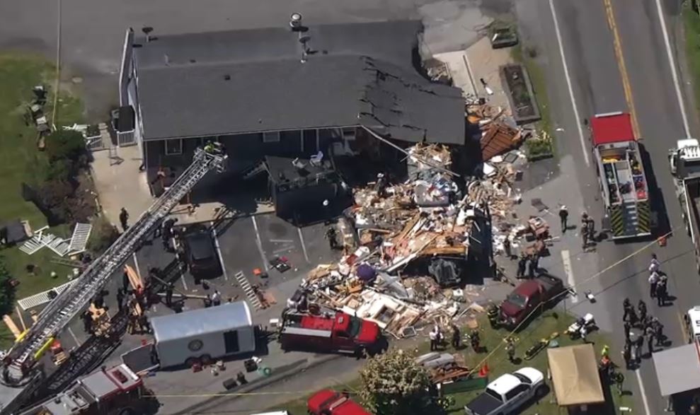 Truck smashes through  Junior's Lounge on Salt Point Turnpike in Poughkeepsie . dozens of first responders on scene digging through debris . 