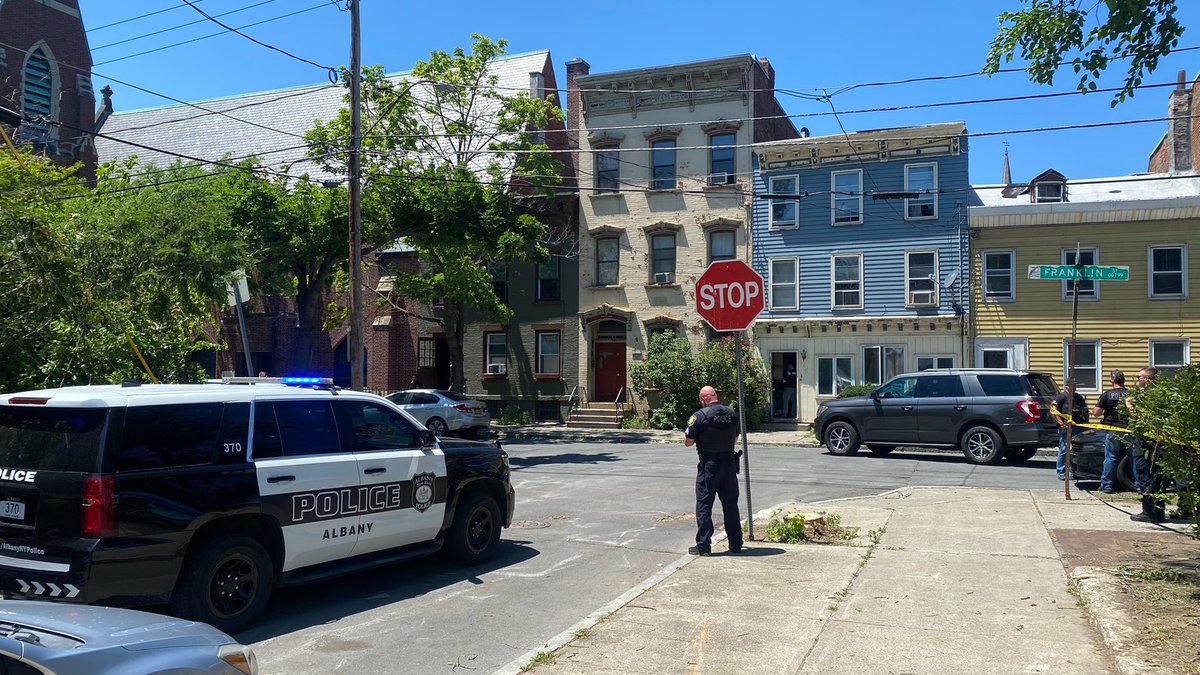 @albanypolice are on the scene of an officer-involved shooting in the area of Franklin Street.