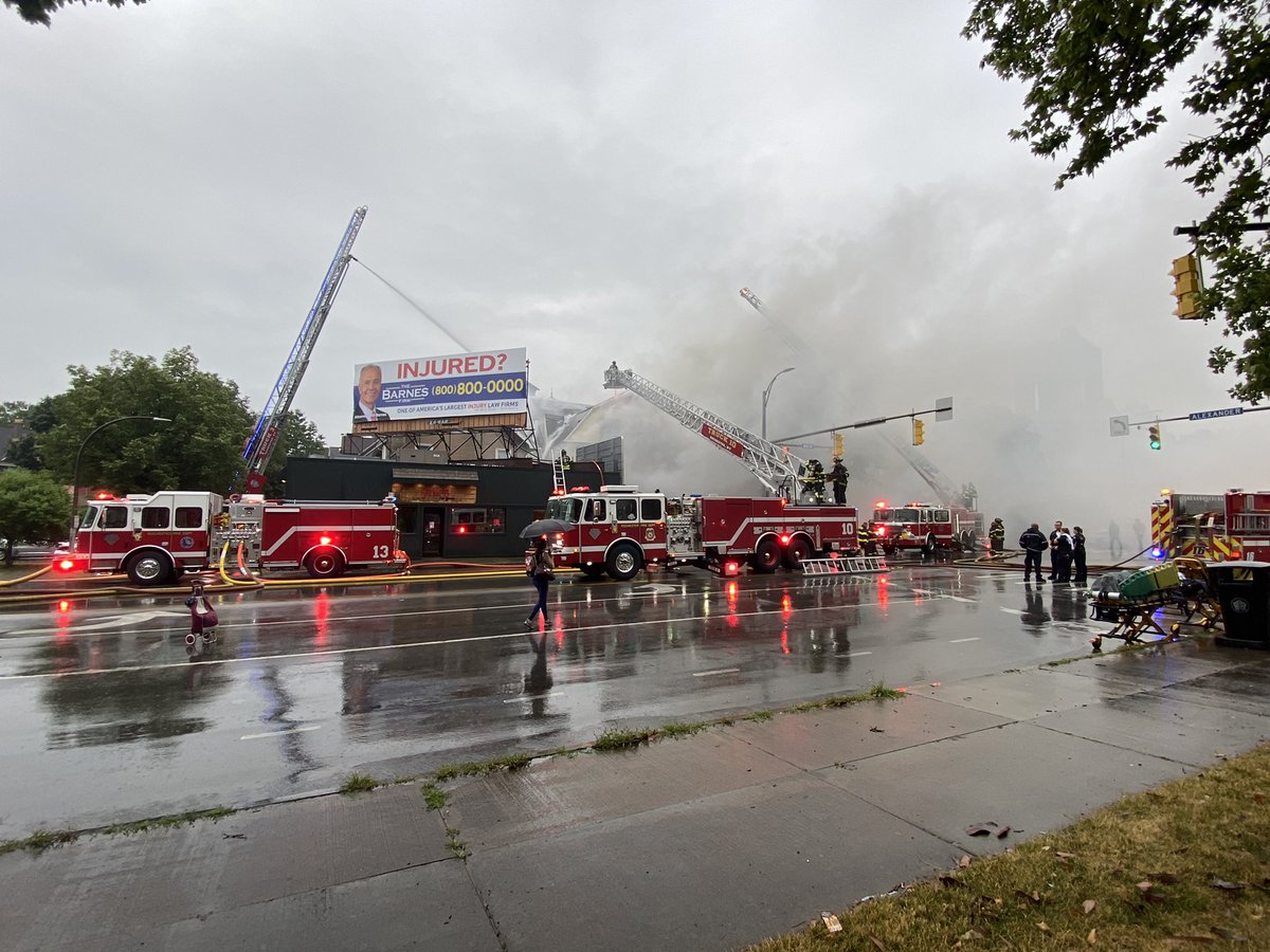 @RFDPIO1 FFs continue to work a 3 alarm house fire on E Main St and Alexander St this morning. Flames still visible from eaves 2 hours after the original 911 call. RFD was here last Friday for a house fire after a car caught fire and extended into the house