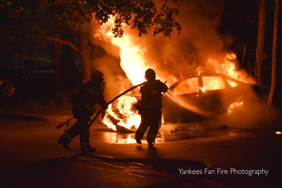 Engine 17 from the Rochester Fire Department putting out a fully involved vehicle fire on Alexander Street