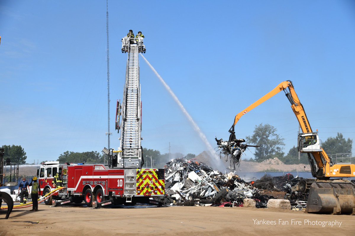 Rochester Fire Department battling a working fire in a scrap yard on Steel Street this morning