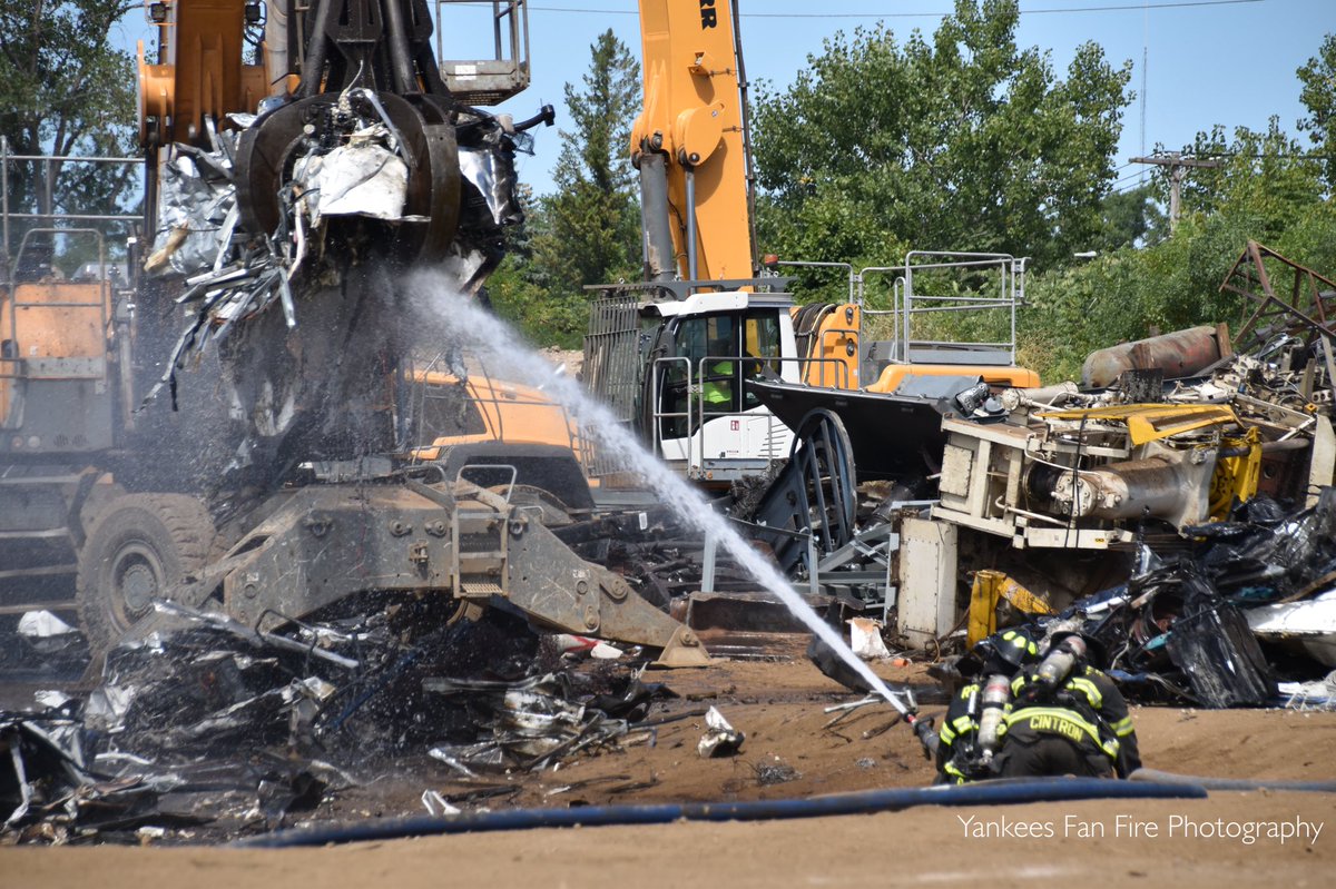 Rochester Fire Department battling a working fire in a scrap yard on Steel Street this morning