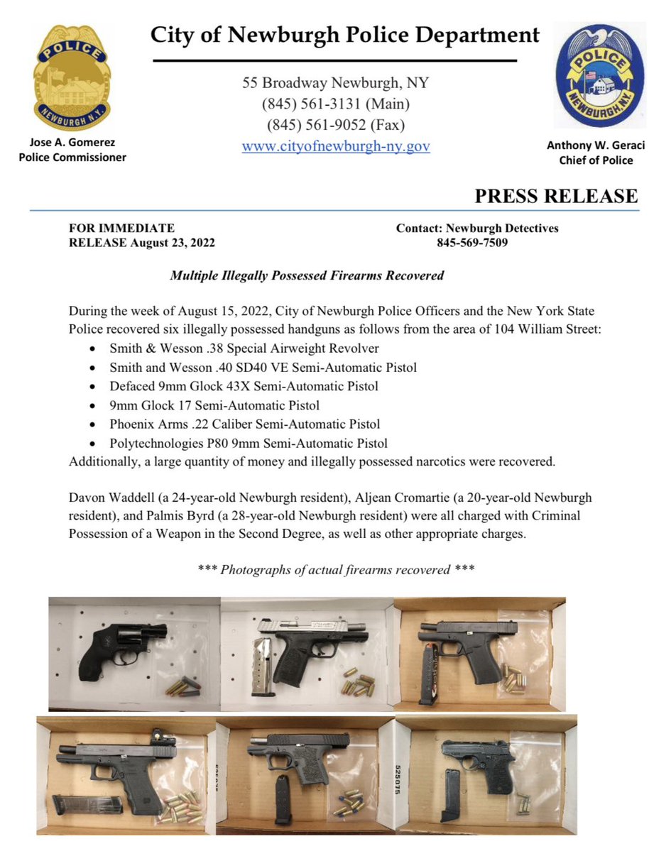 Multiple illegal firearms recovered in city of Newburgh