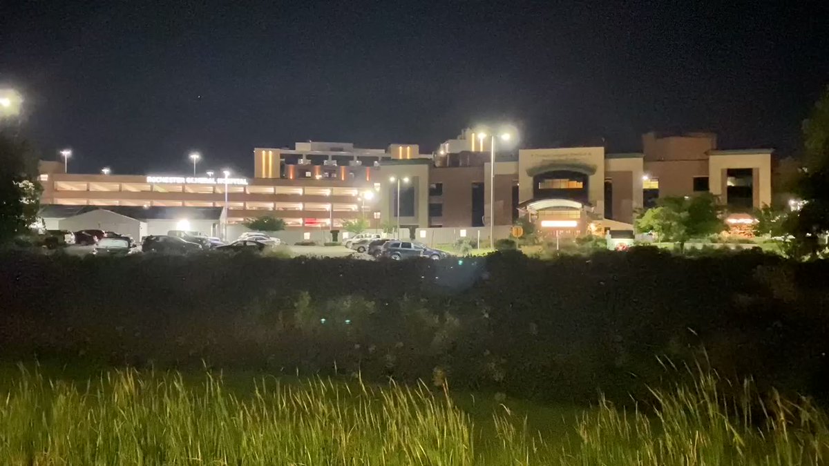 This is video of Rochester General Hospital from the access road off 104.  There are Police cars at every entrance to the hospital. They are letting employees into the area. No confirmed info at this time