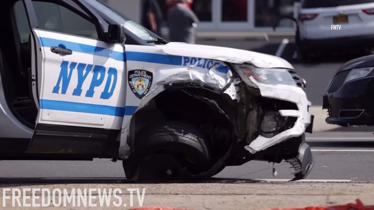 Two officers and one civilian were injured during a collision this morning near Richmond Ave & Signs Rd. on Staten Island. One officer was transported to Richmond University Medical Center with a serious leg injury.