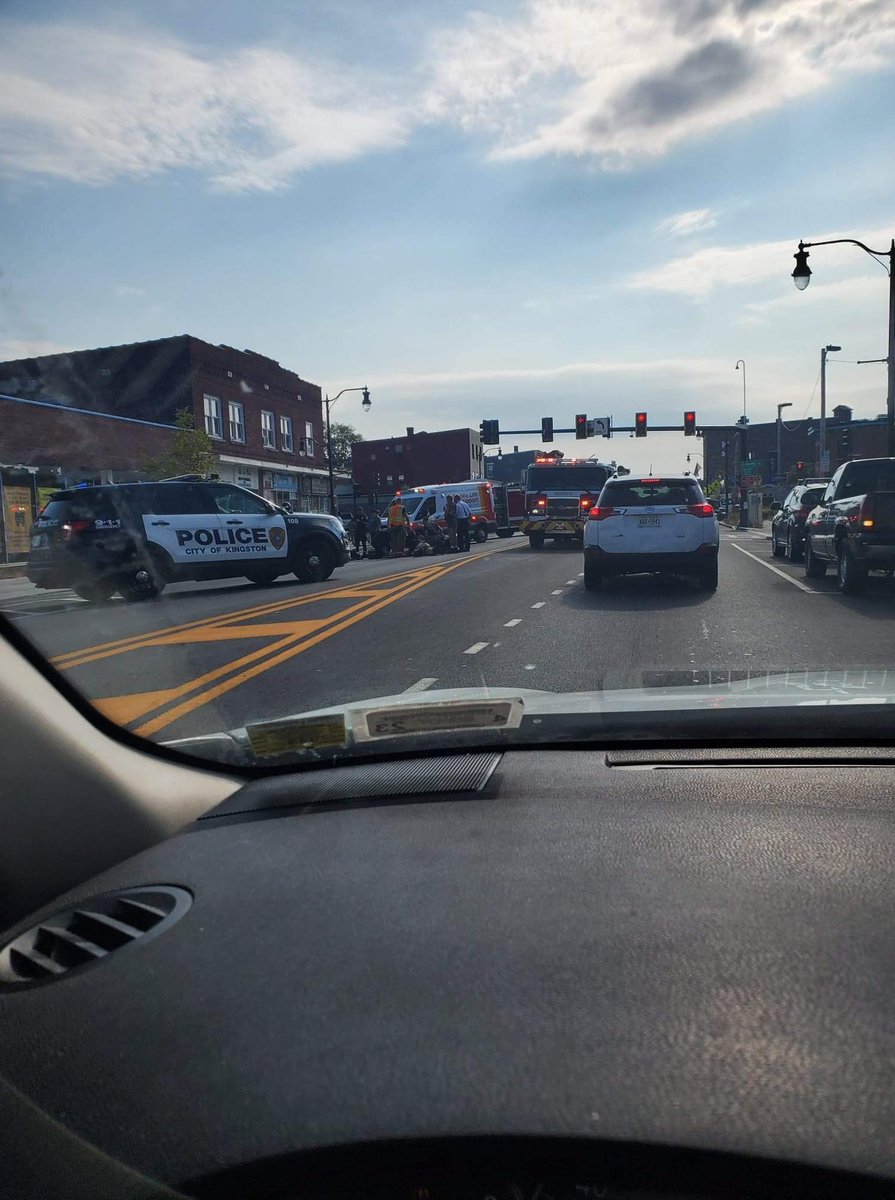 Motorcyclist struck on Broadway in Kingston in hit-and-run accident, according to police.  