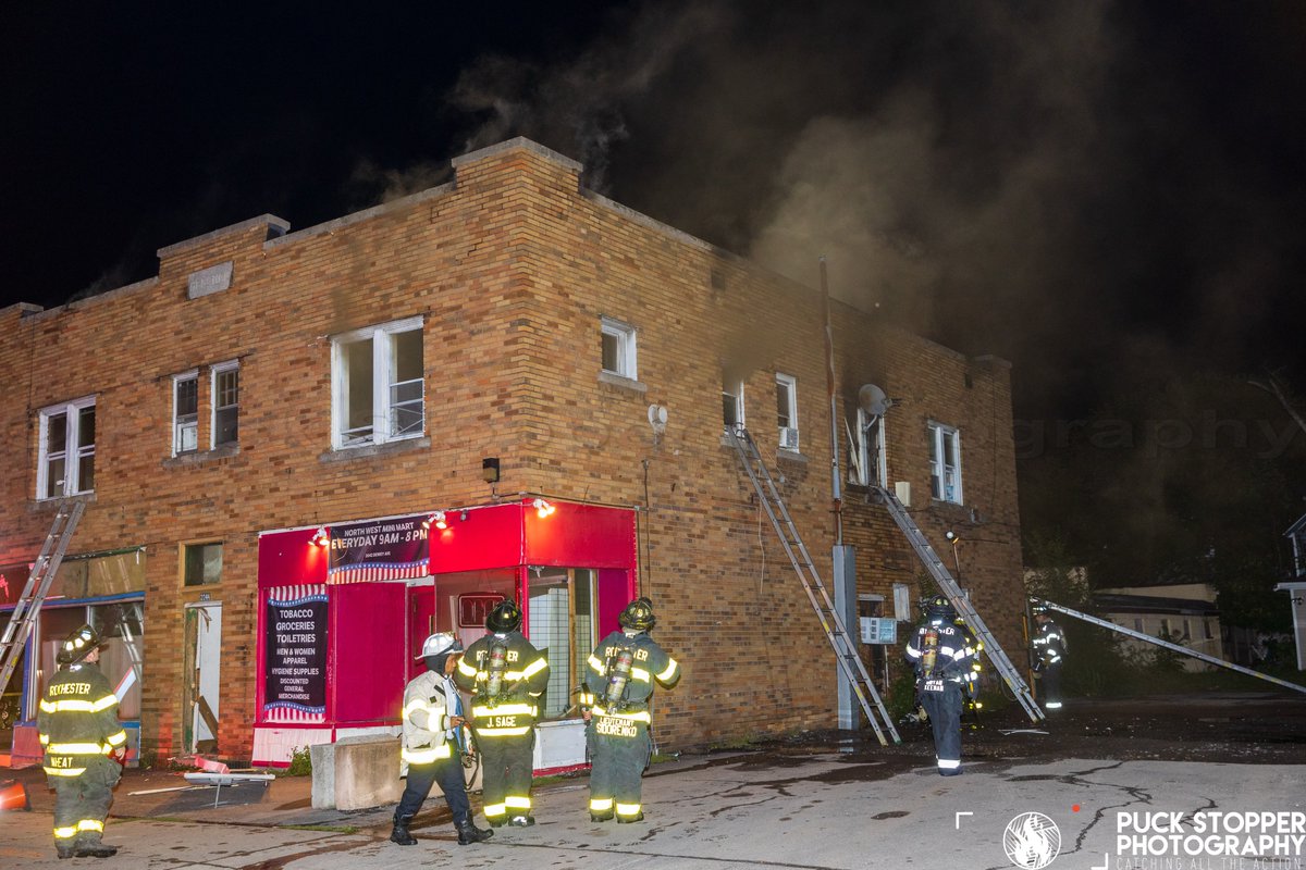 Last evening Rochester firefighters worked an apartment fire in a two story taxpayer on Dewey Avenue. Crews arrived to find heavy smoke and fire showing but were able to keep the fire from spreading 