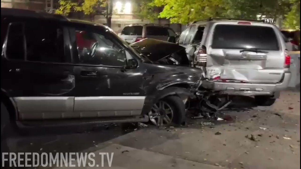 Motorcycle rider was seriously injured after being struck by the driver of a stolen SUV who fled after hitting the motorcyclist and several park vehicles near E 167th & Findlay Ave in the Concourse section of the Bronx. 