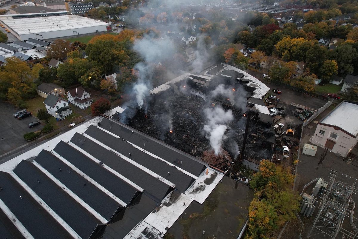 Some of the aftermath of last nights fire at Leighton Ave / Greenleaf St. North End of building gone, South End saved by firewall and firefighters 