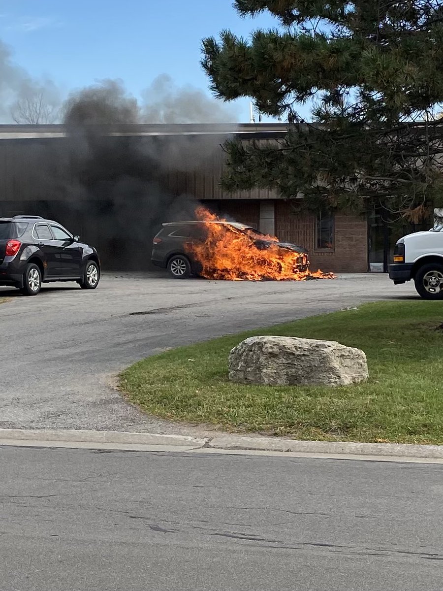 GatesFD responded to Marway Cir with @RidgeRoadFD for a vehicle on fire next to the building. Crews arrived within minutes and extinguished the fire with no extension into the building