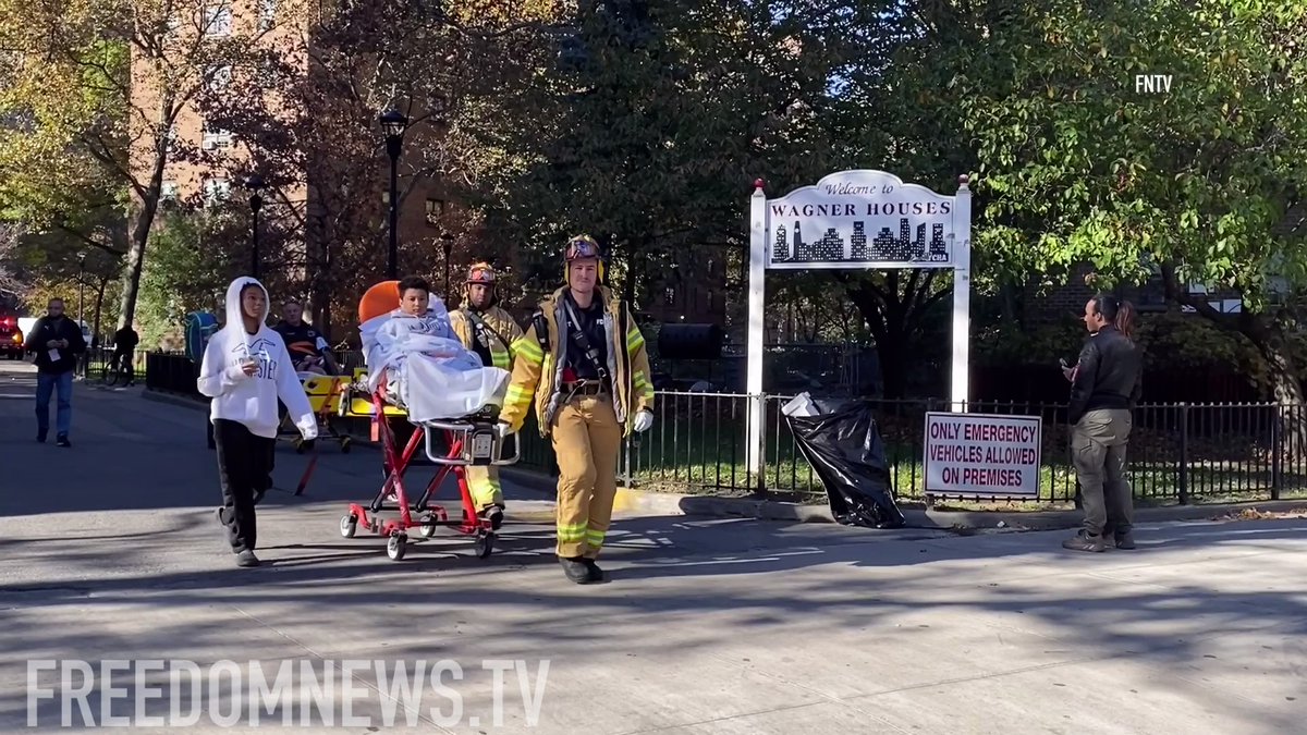 A child and FDNY Firefighter were injured during a All Hands fire that broke out in a Harlem NYCHA Building at E122 & 2nd Ave in Manhattan NYC. The injured pair were transported to area hospitals for further treatment.