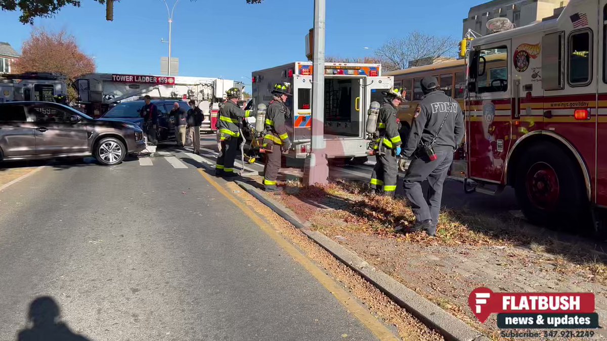 Emergency services are at the scene of an accident were a person was pinned on Kings Highway & East 29th Street