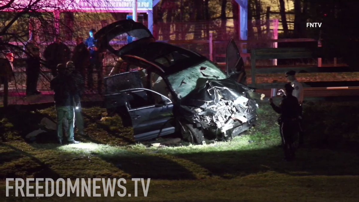 Police found two victims in a crashed car that went through a wooden fence into a ravine near Richmond Hill Rd on Staten Island. One victim transported to area hospital in critical condition, another reportedly suffered an amputated arm.