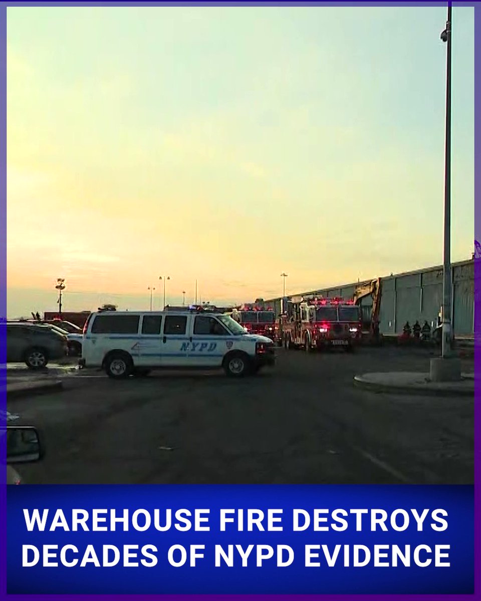 A fire at the Erie Basin Auto Pound on the Brooklyn waterfront in Red Hook first broke out at around 10:30 a.m. Tuesday. NYPD officials said the facility was used to store DNA evidence from crime scenes, as well as e-bikes, motorbikes