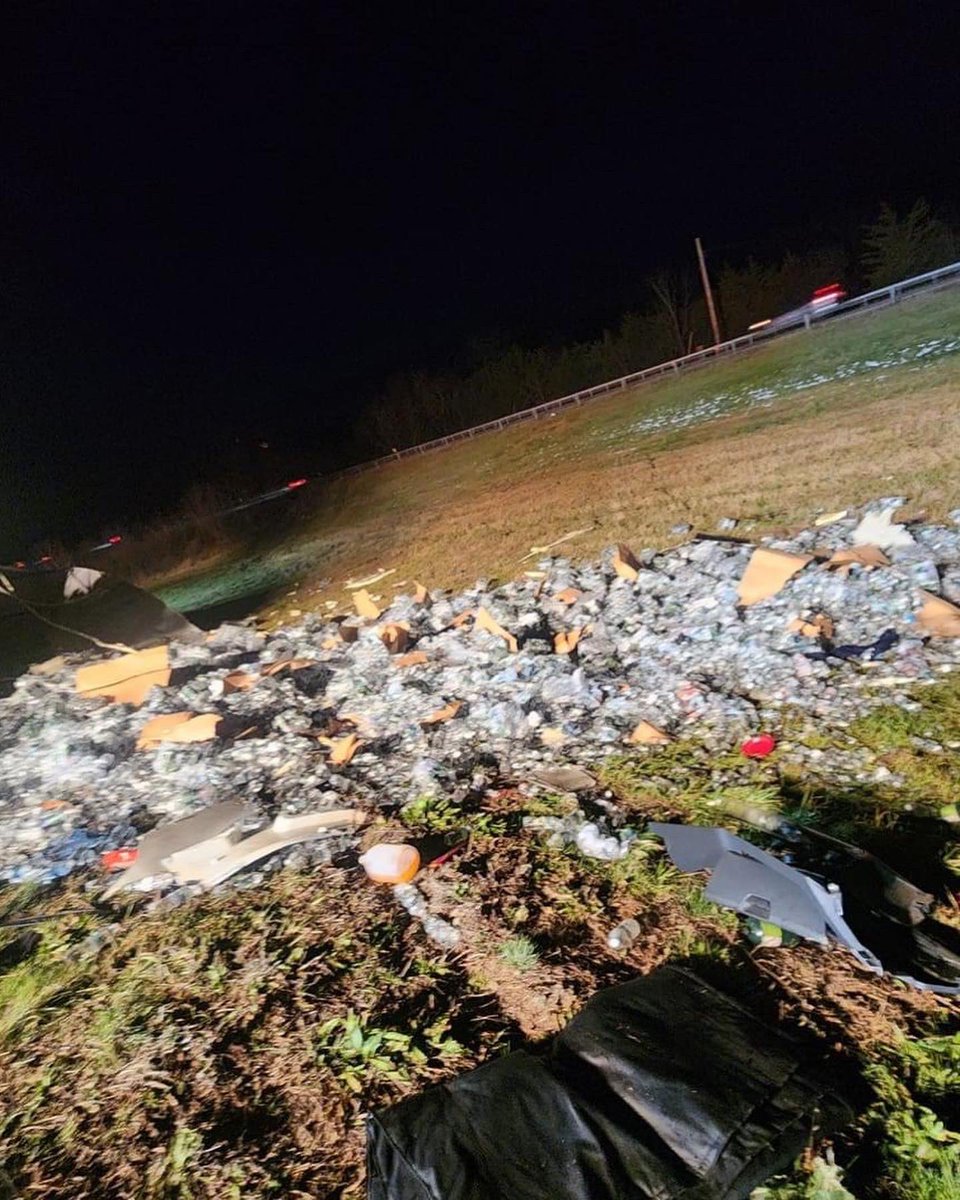 A tractor-trailer carrying water bottles crashed into a sign support structure on I-84 near Middletown Monday morning, according to NYSP. Clean-up will take hours. Expect delays. No word on the driver's condition.