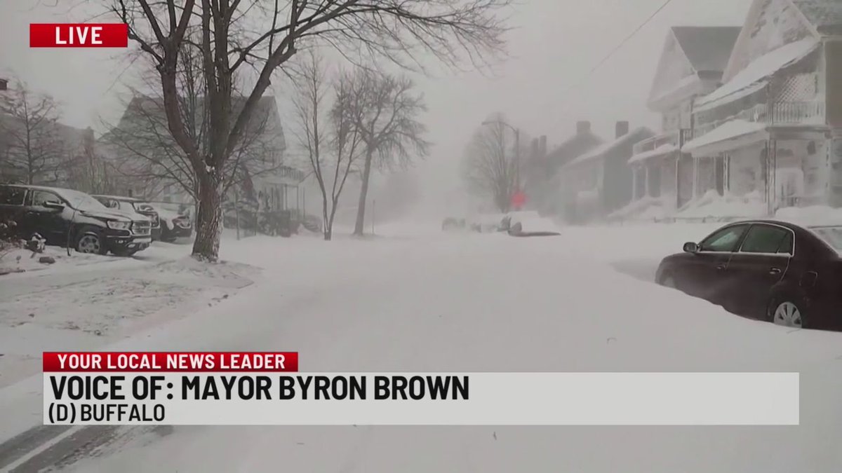 @MayorByronBrown tells us 14 people have died in the city of Buffalo from this treacherous blizzard. He says they have been found in cars, on sidewalks, and in homes where first responders could not get to them. The death toll from this storm across WNY is now over 20