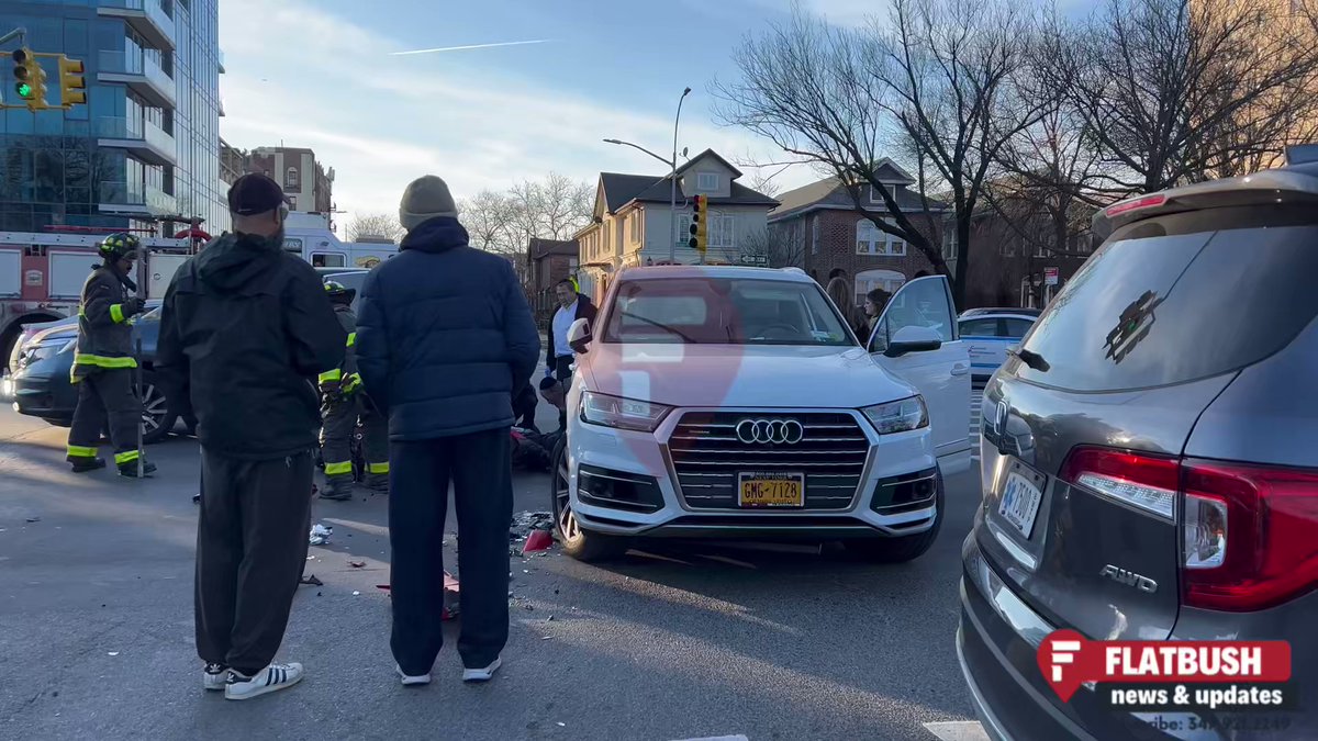 Emergency services are on the scene of a car accident involving a motorcycle on Ocean Parkway & Avenue N. The motorist was transported to the hospital with major injuries