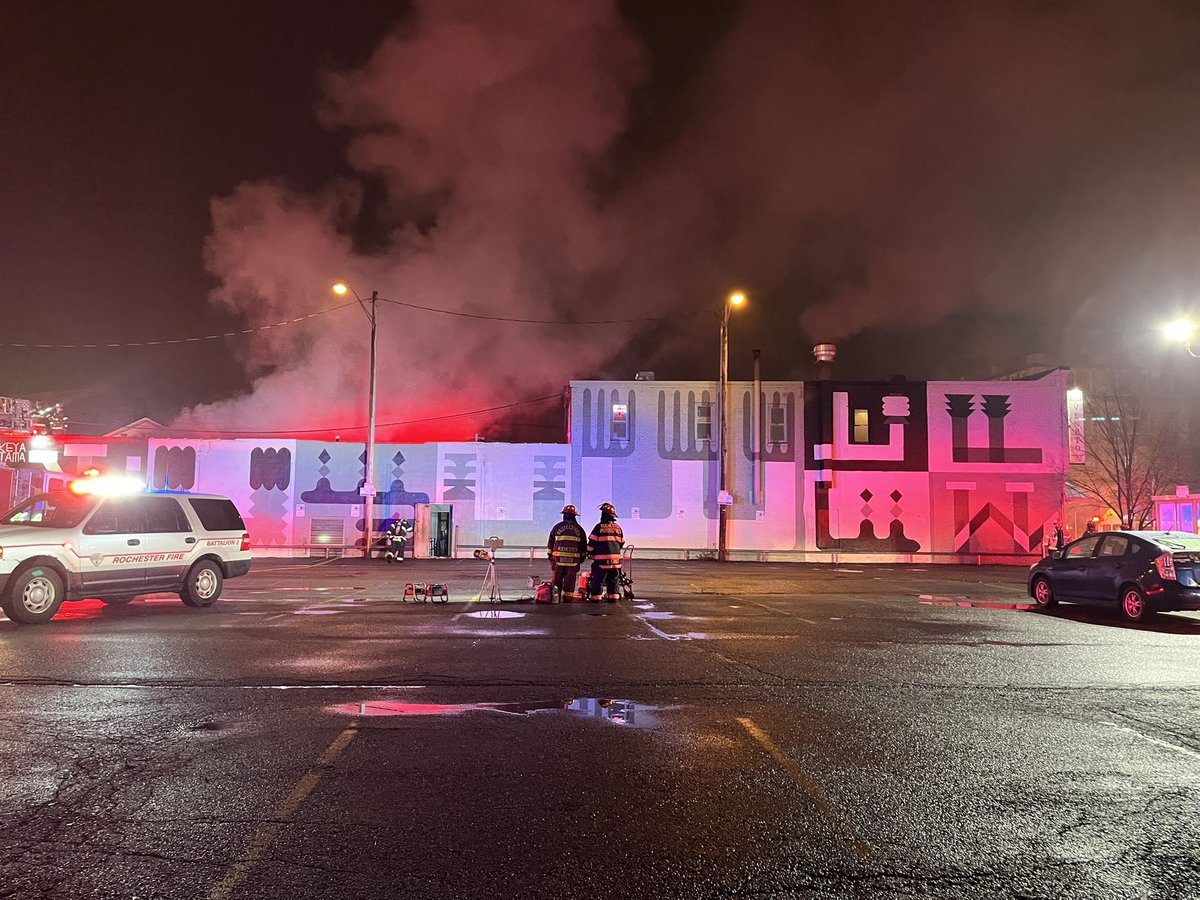 Structure fire in the back of Veneto pizza and  Keya Tama on East Avenue in Rochester, New York