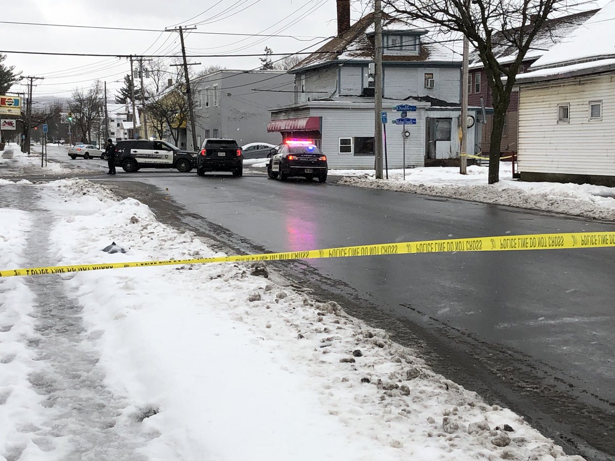 Utica police are investigating a shooting that happened around 10:00AM, on the corner of Dudley Ave & James St. . The victim was hit in the leg &amp; taken to the hospital with non life threatening injuries.  Police are searching for the suspect