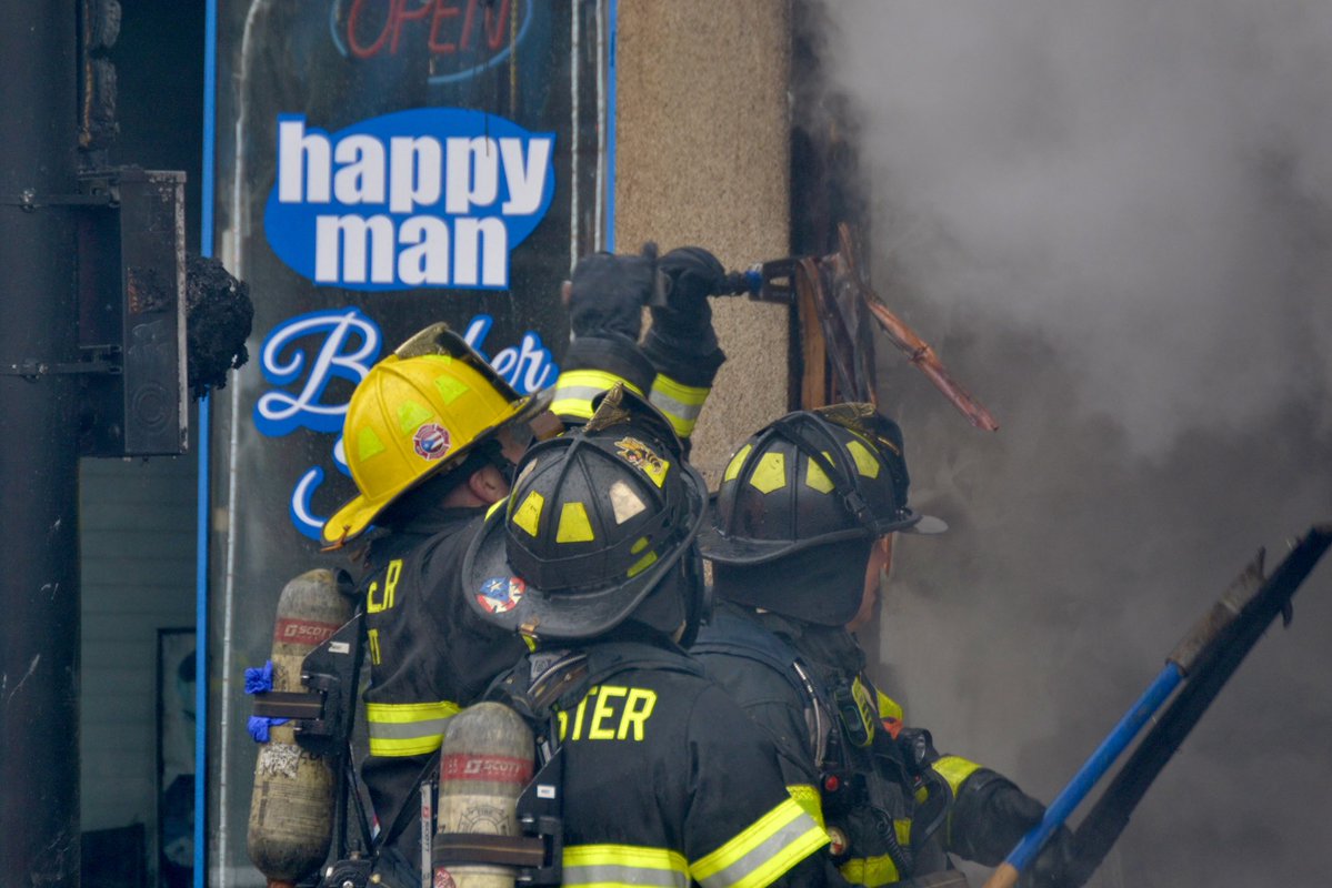 Capt. Abdoch says FFs had heavy fire in a 1st floor business of a mixed use building. Engine 1's firehouse is 3 blocks away and they were able to get a quick stop before the fire could spread to the apartments above. A 2nd alarm was called due to the size of the building @mcfw