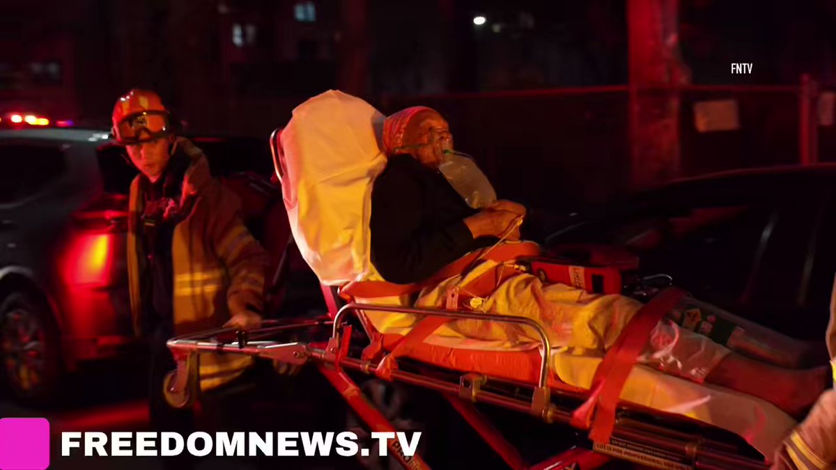 At least four people suffered various injuries after fire broke out in a six story apartment building near Woodruff Av & Ocean Av in Flatbush, Brooklyn. Residents seen waiting for rescue on fire escape.