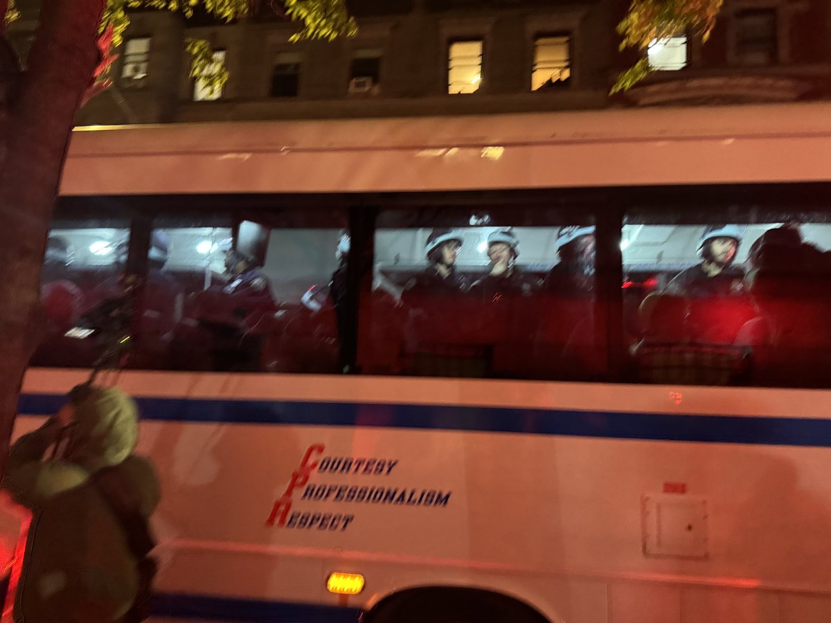 Dozens of protesters are being escorted out of Columbia in handcuffs, and put onto NYPD buses. Police have flooded the streets, Columbia dorms are on lockdown