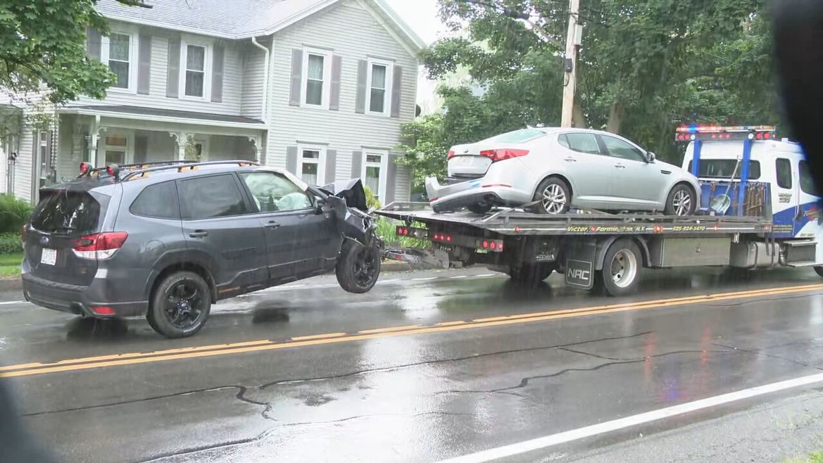 Four people were hospitalized after a multi-vehicle crash on State Route 96 in Victor today. Police said an 81-year-old driver who was experiencing a medical issue crashed into a home after hitting into two other vehicles