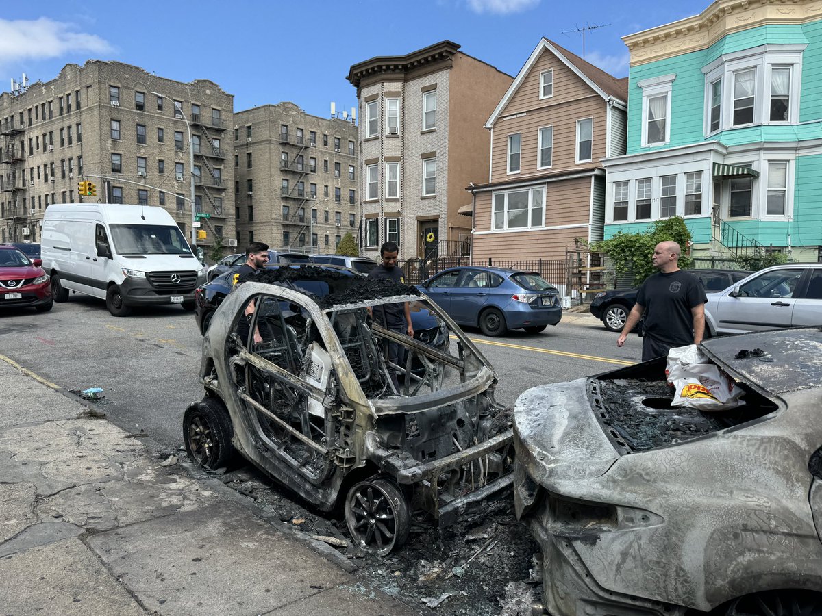 FDNY Fire Marshals are on scene investigating after a man set at least 6 cars on fire overnight in the Soundview section of the Bronx. Amadu Bah in the first picture says he lost the car he relied on to use for work, and to drive his family around