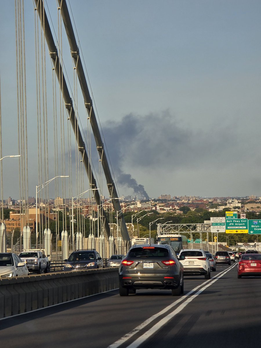 Queens fire seen from the Verrazano Bridge